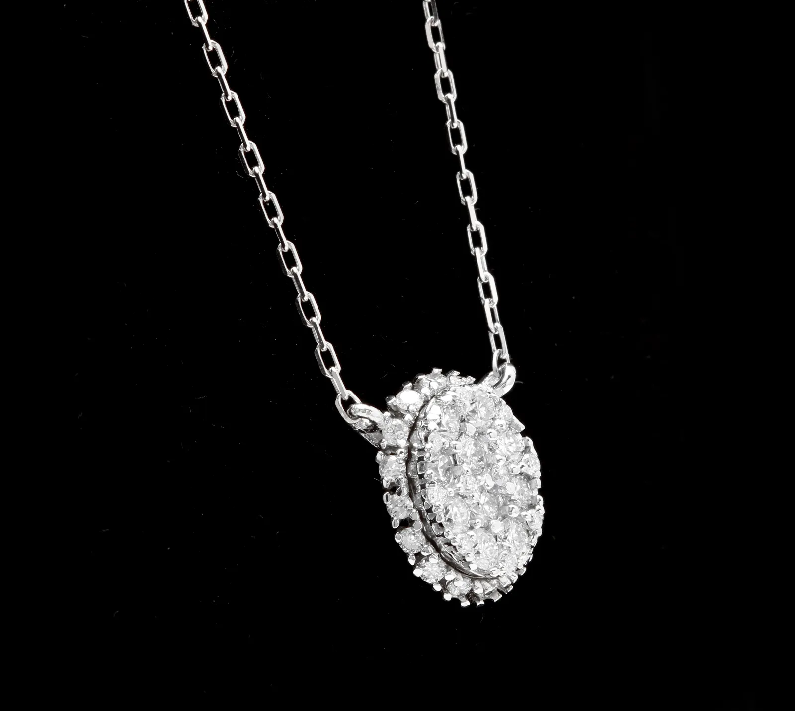 0.95ct Stunning 14k Solid White Gold Diamond Chain Necklace
