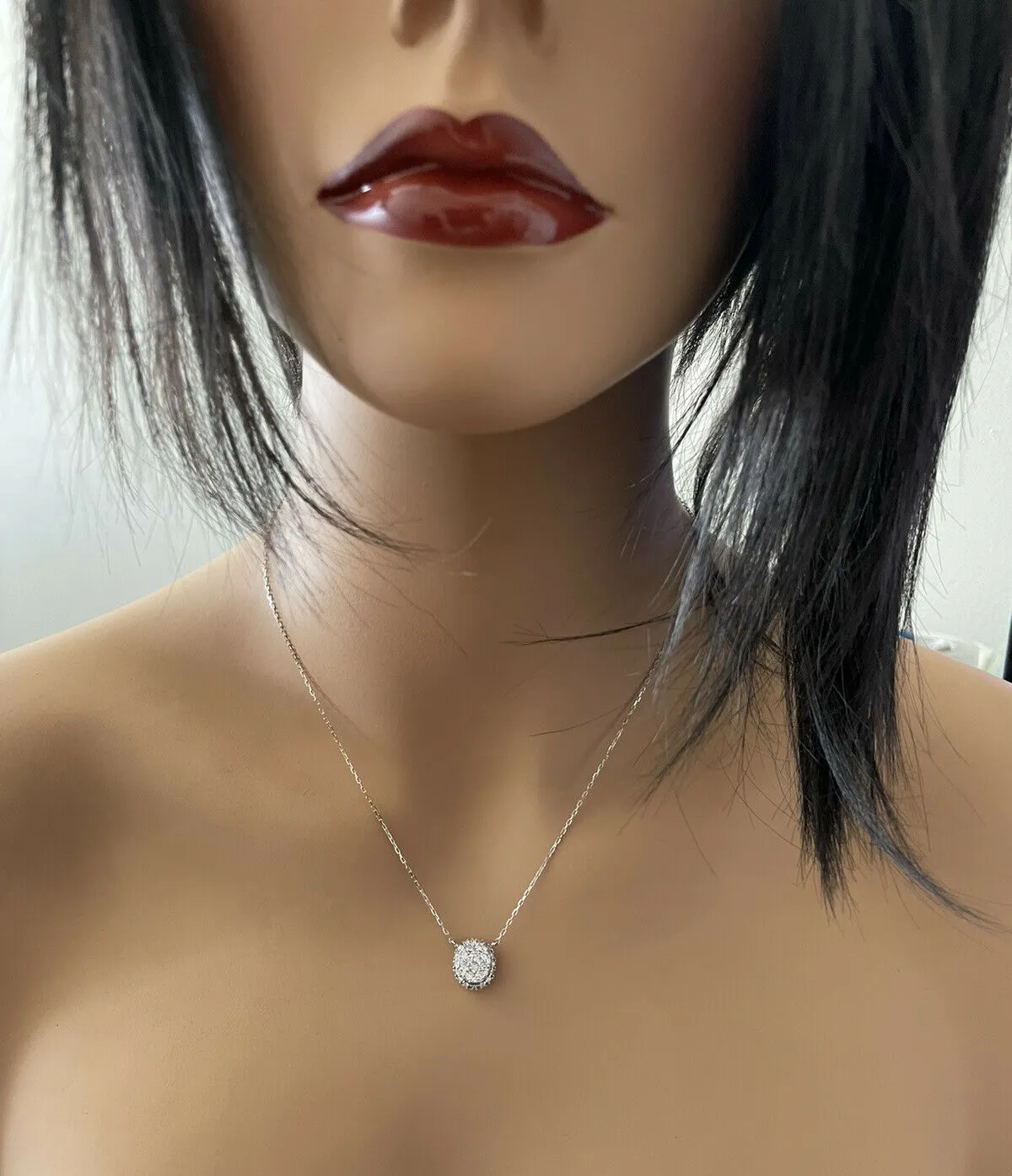 0.95ct Stunning 14k Solid White Gold Diamond Chain Necklace