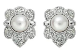 13/25 Carat Diamond & Cultured Pearl Floral 14K Earrings