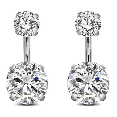 14g Belly Button Rings Surgical Steel CZ Petite Select Barbell