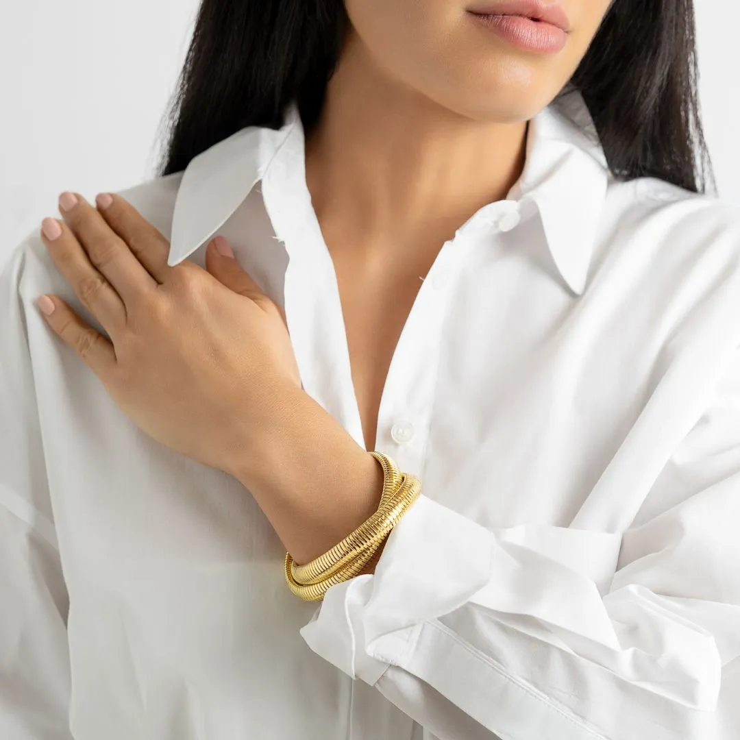 14k Gold Plated 2-Layer Omega Chain Bracelet