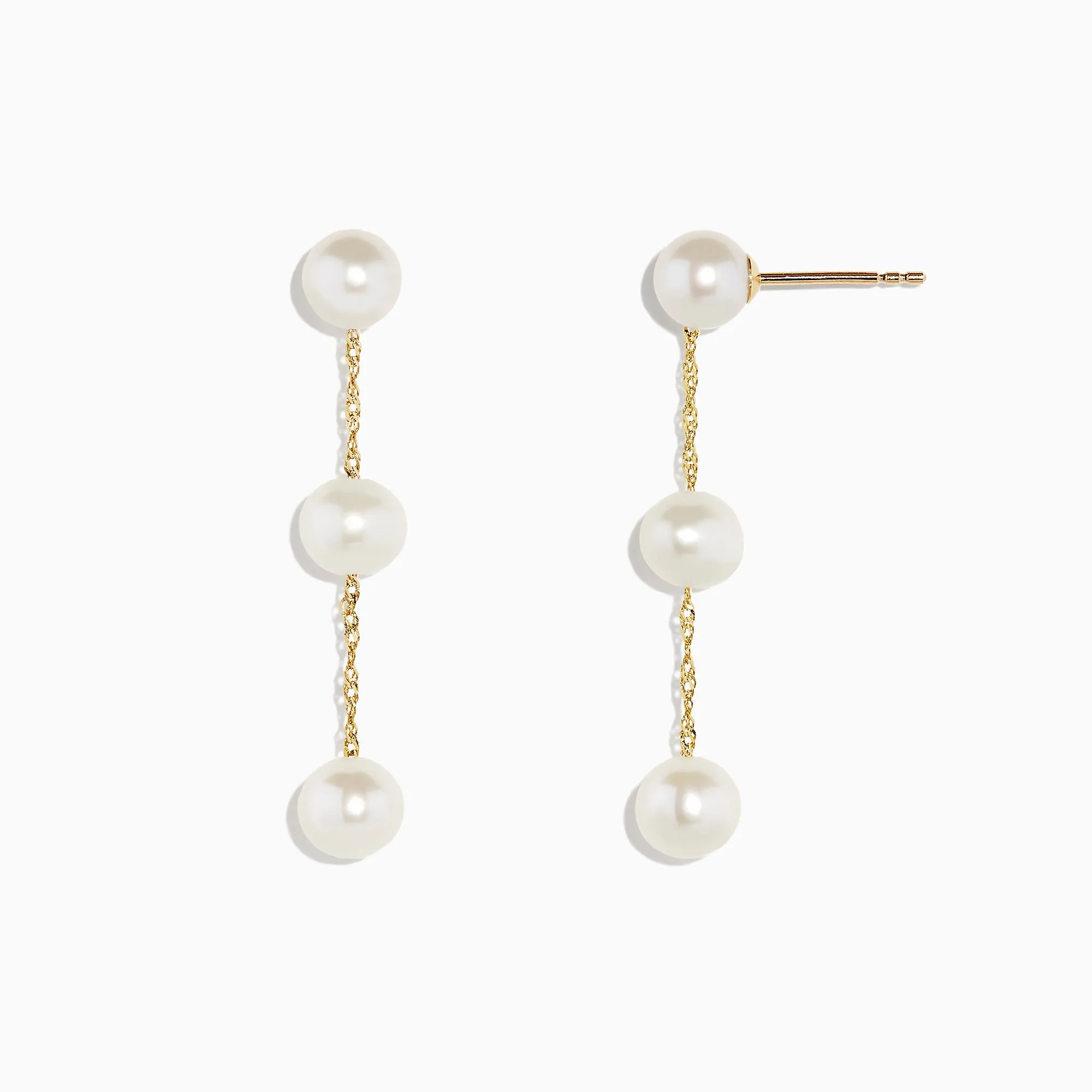 14K Yellow Gold Cultured Fresh Water Pearl Drop Earrings