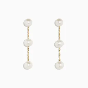 14K Yellow Gold Cultured Fresh Water Pearl Drop Earrings