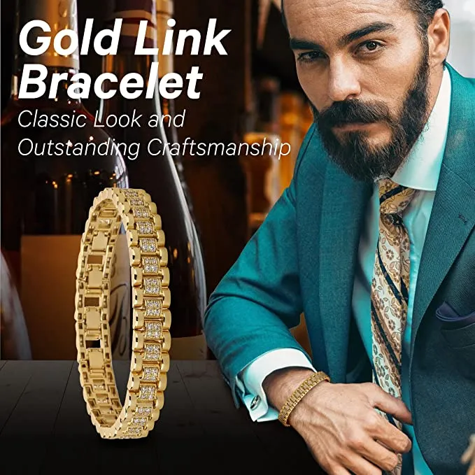 14mm Gold Presidential Link Bracelet 8/9 Inch