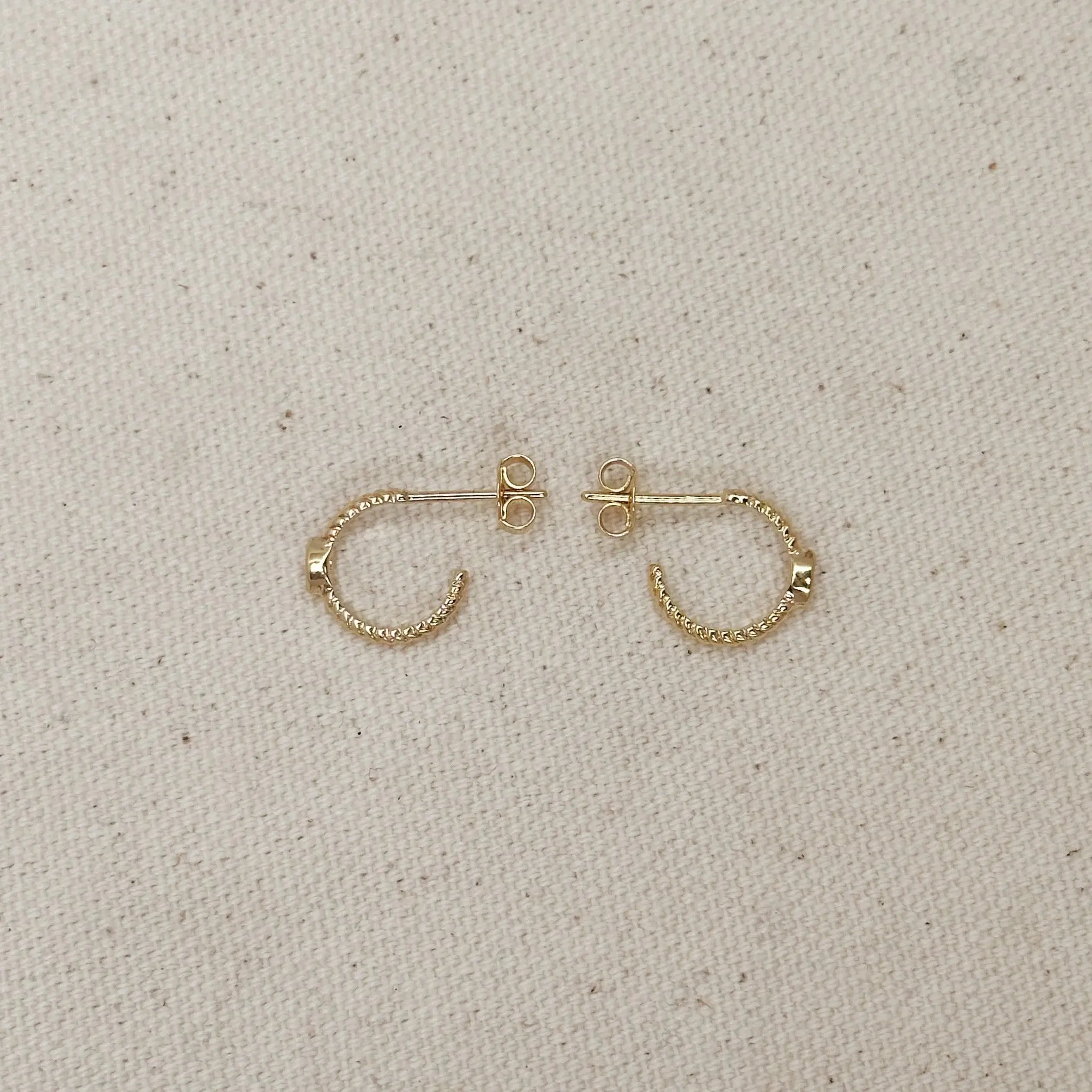 18k Gold Filled Earrings Mini CZ Eye C Hoop