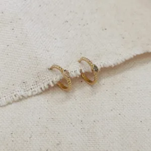 18k Gold Filled Earrings Mini CZ Eye C Hoop