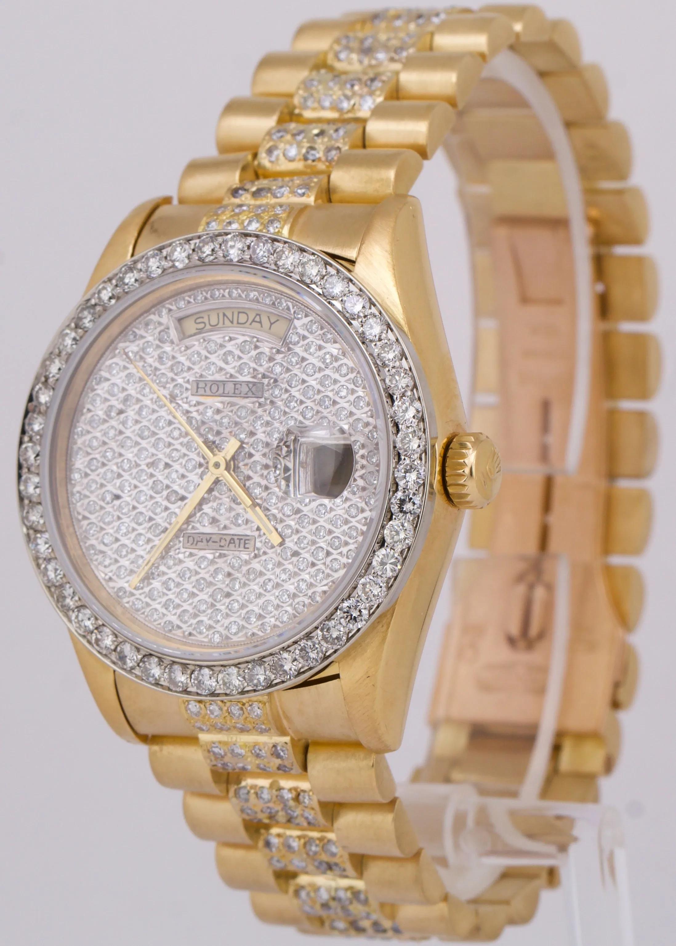 1979 Rolex Day-Date President 36mm DIAMOND PAVE 18K Yellow Gold Watch 18038