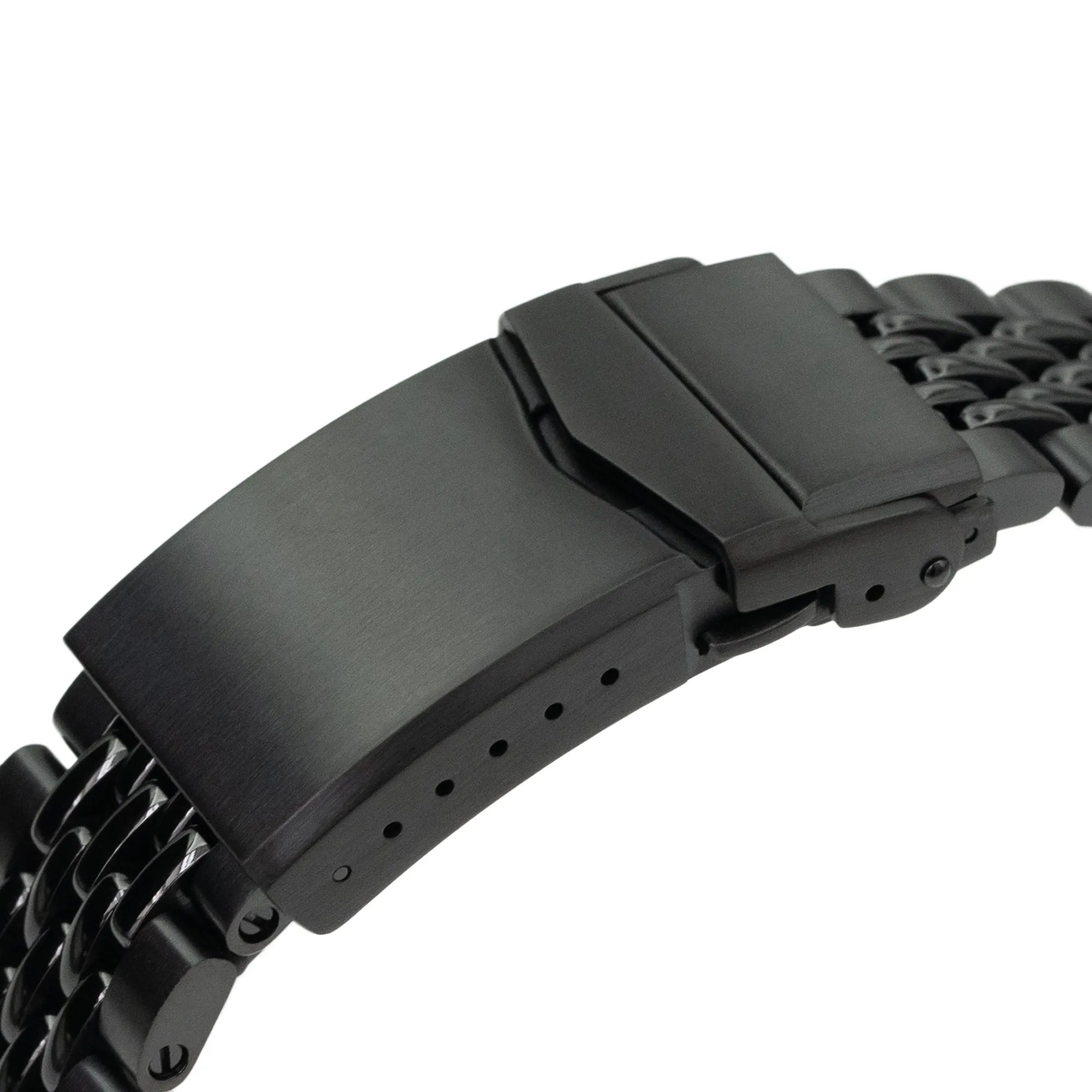 22mm Goma BOR Watch Band Straight End, 316L Stainless Steel Diamond-like Carbon (DLC coating) V-Clasp