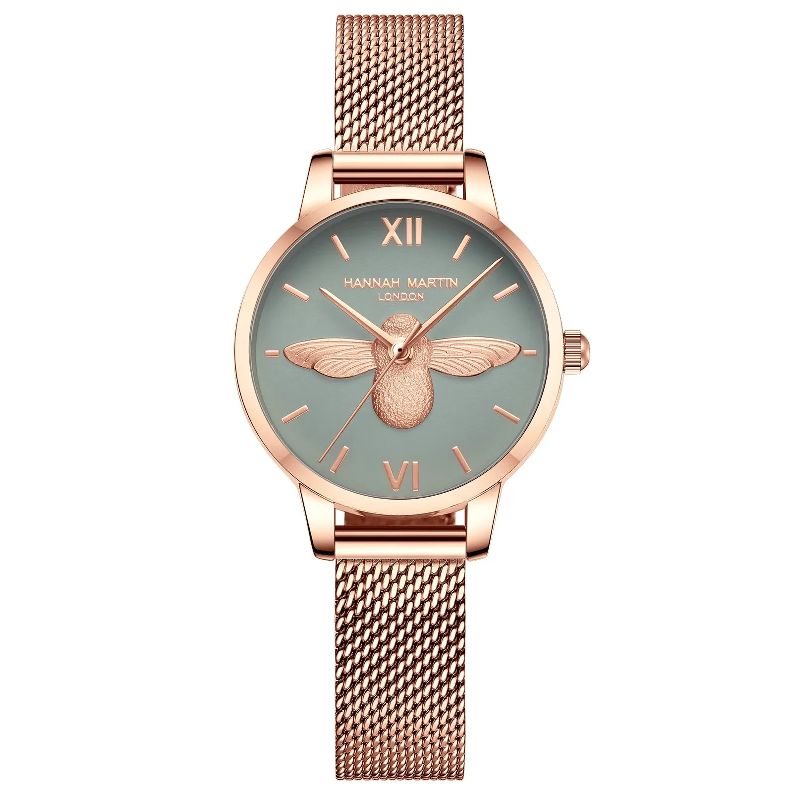 3D Bee Dial Stainless Steel Female Quartz Watch (Rose Gold, Green, White)