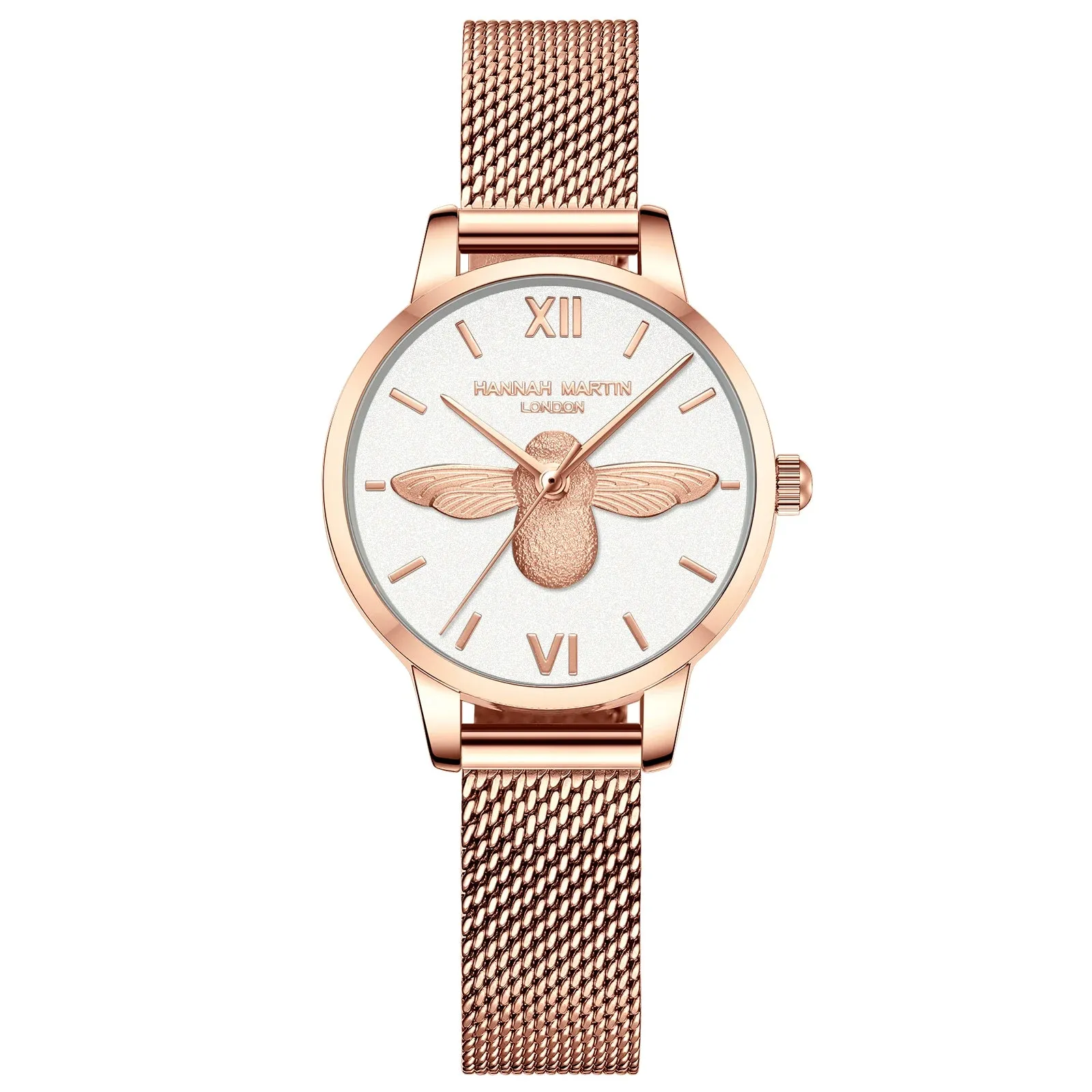 3D Bee Dial Stainless Steel Female Quartz Watch (Rose Gold, Green, White)