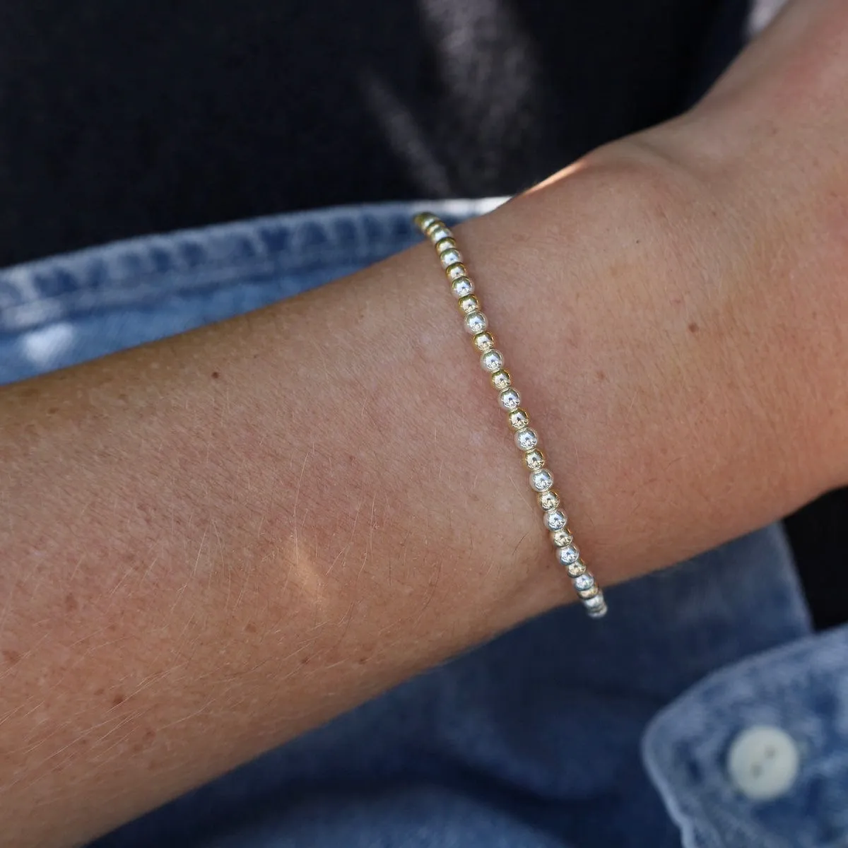 3mm Classic Ball Bracelet in Silver, Gold, or Two Tone