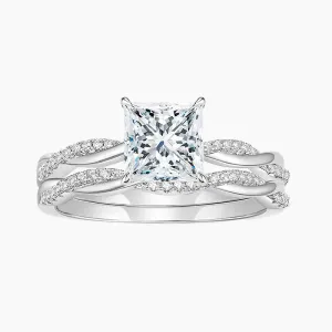 925 Silver Princess Cut Cubic Zirconia Wedding Ring Set