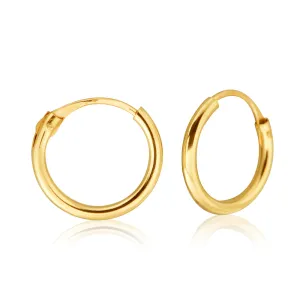 9ct Yellow Gold 1.2x9mm Hinged Hoop Earrings