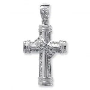 Acotis Silver Cross with Zirconia Stones Pendant G6108