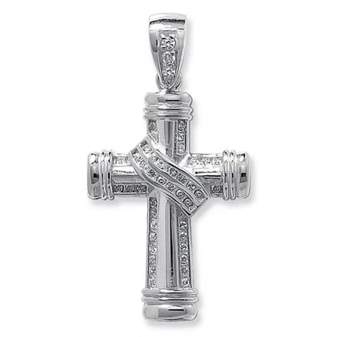 Acotis Silver Cross with Zirconia Stones Pendant G6108