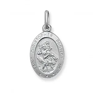 Acotis Silver Pendant St Christopher Oval G6135