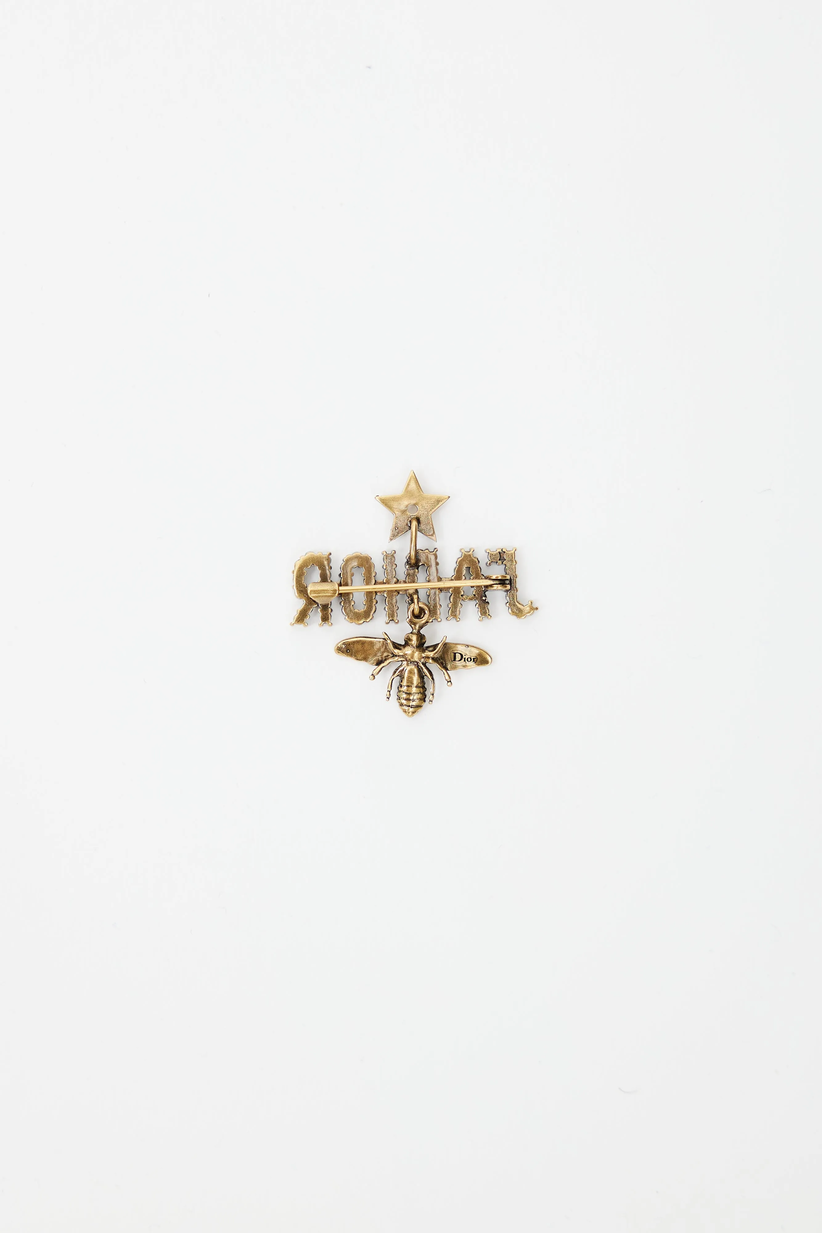 Aged Gold Pearl J'Adior Star Charming Brooch
