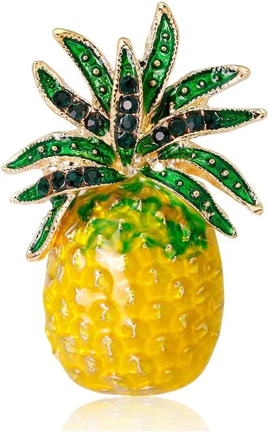 AOCHEE Fruit Brooch Pineapple Brooches for Women Crystal Brooches Fruit