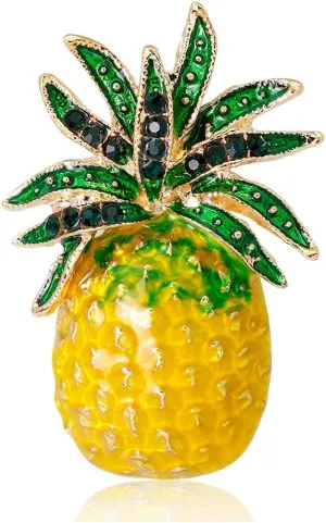 AOCHEE Fruit Brooch Pineapple Brooches for Women Crystal Brooches Fruit