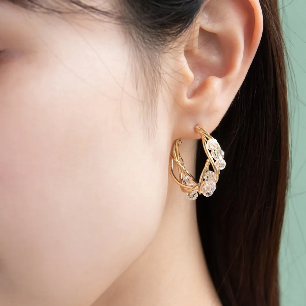 Beaded Twist C Shaped Earrings
