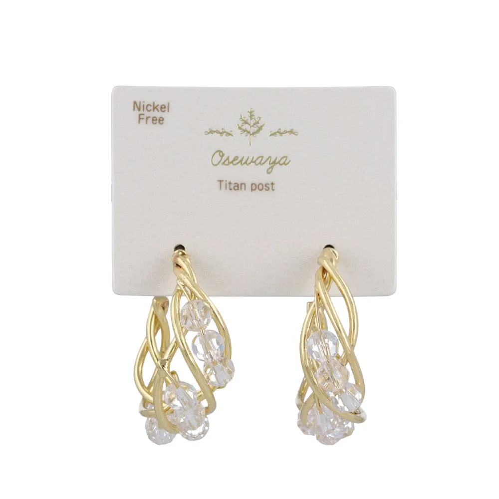 Beaded Twist C Shaped Earrings