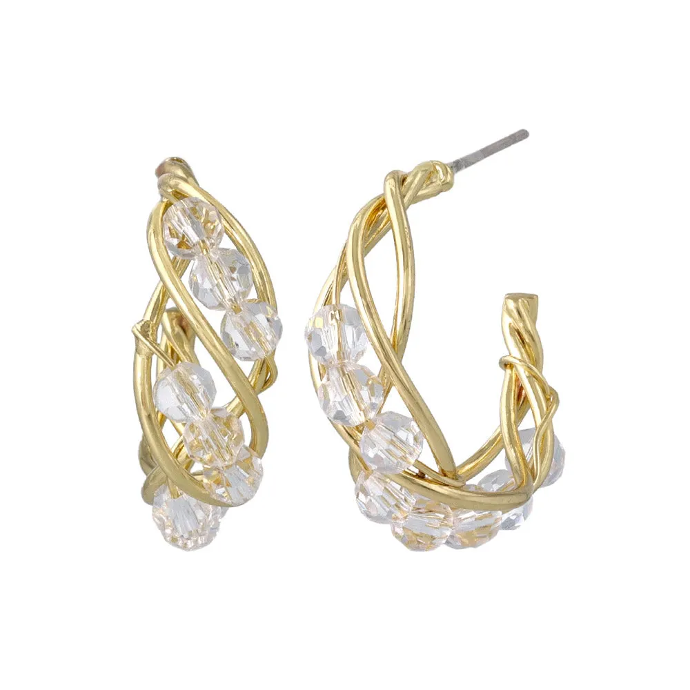 Beaded Twist C Shaped Earrings