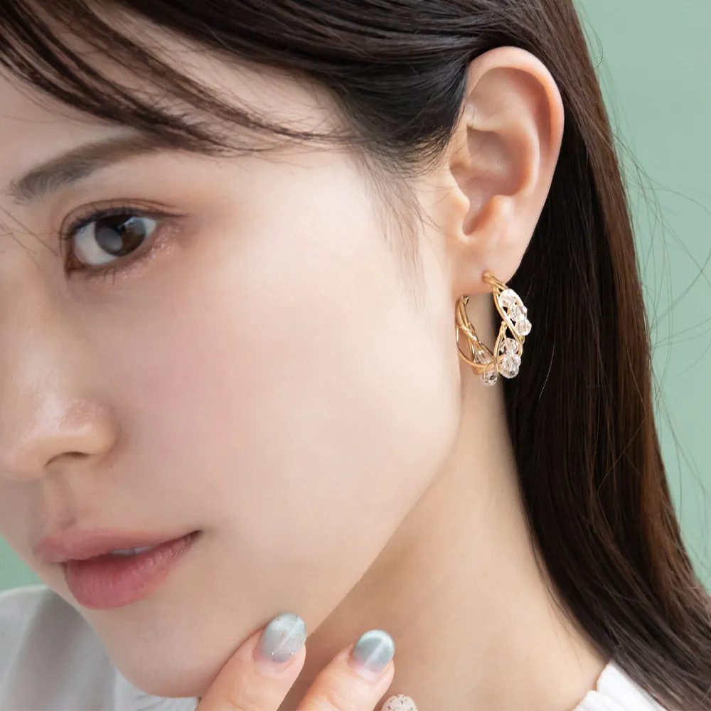 Beaded Twist C Shaped Earrings