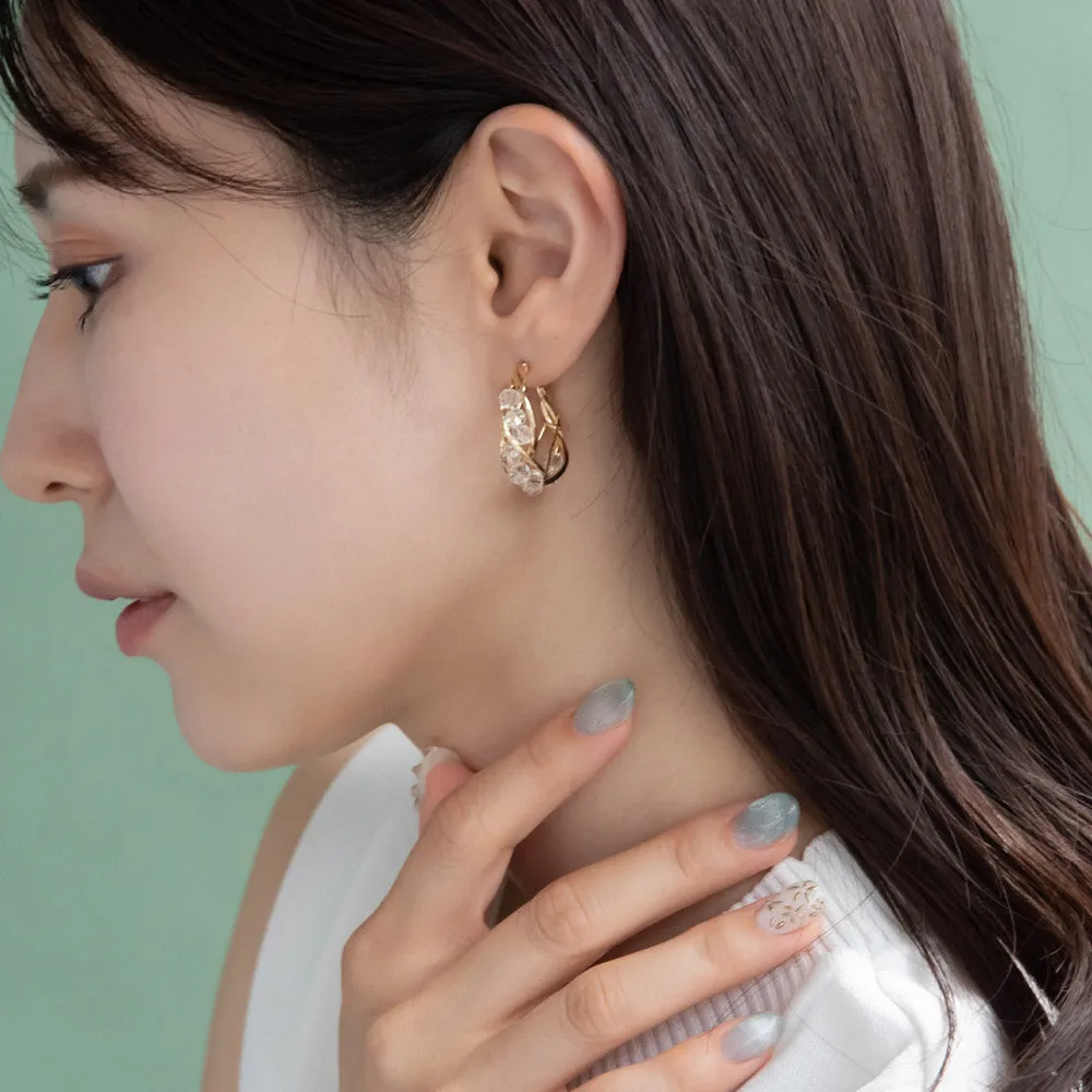 Beaded Twist C Shaped Earrings