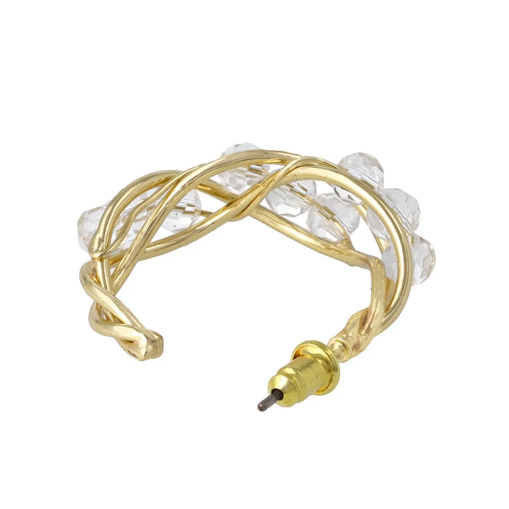 Beaded Twist C Shaped Earrings