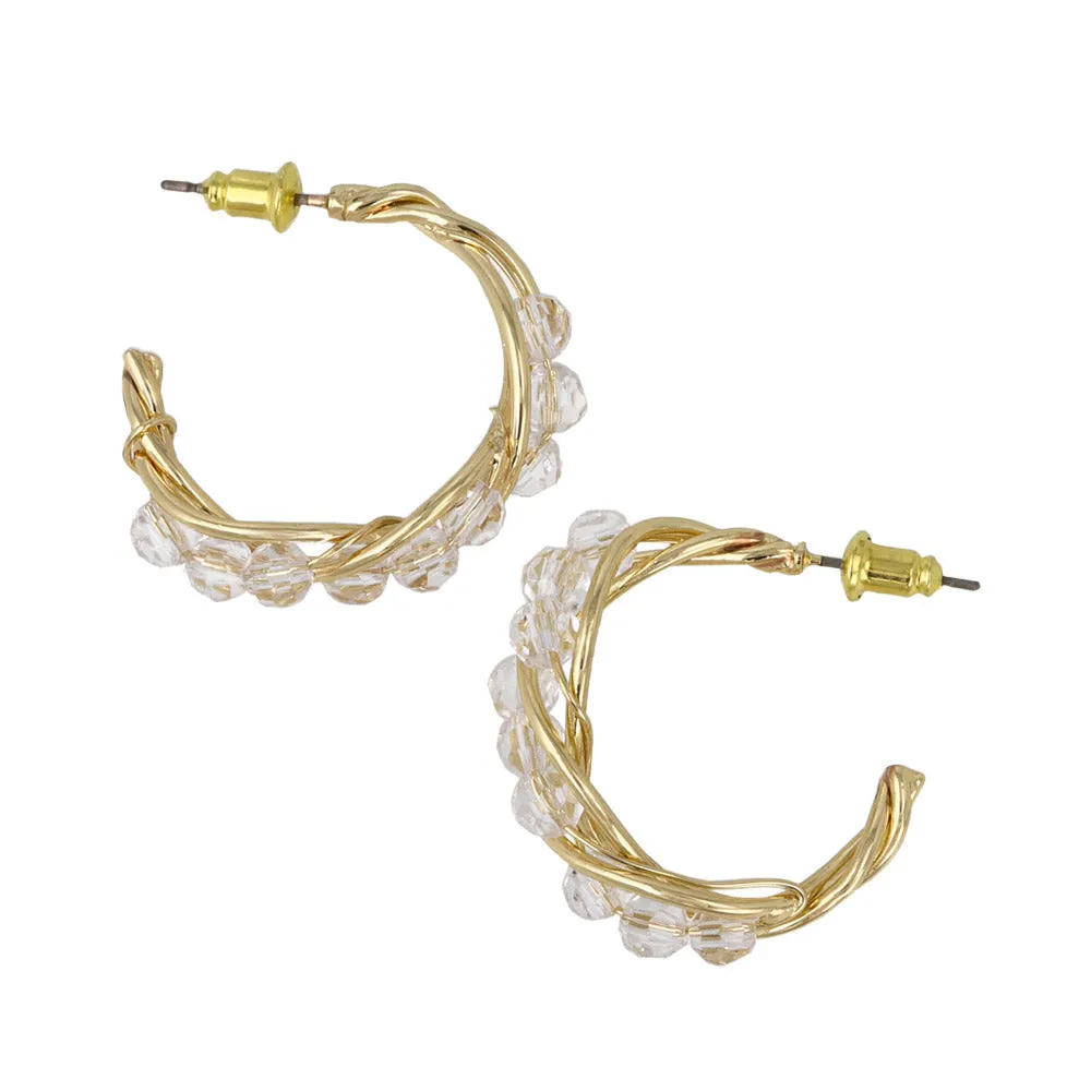 Beaded Twist C Shaped Earrings