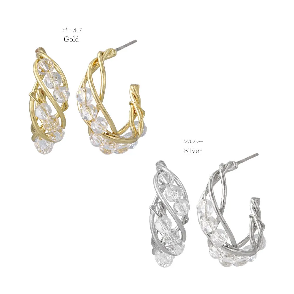 Beaded Twist C Shaped Earrings