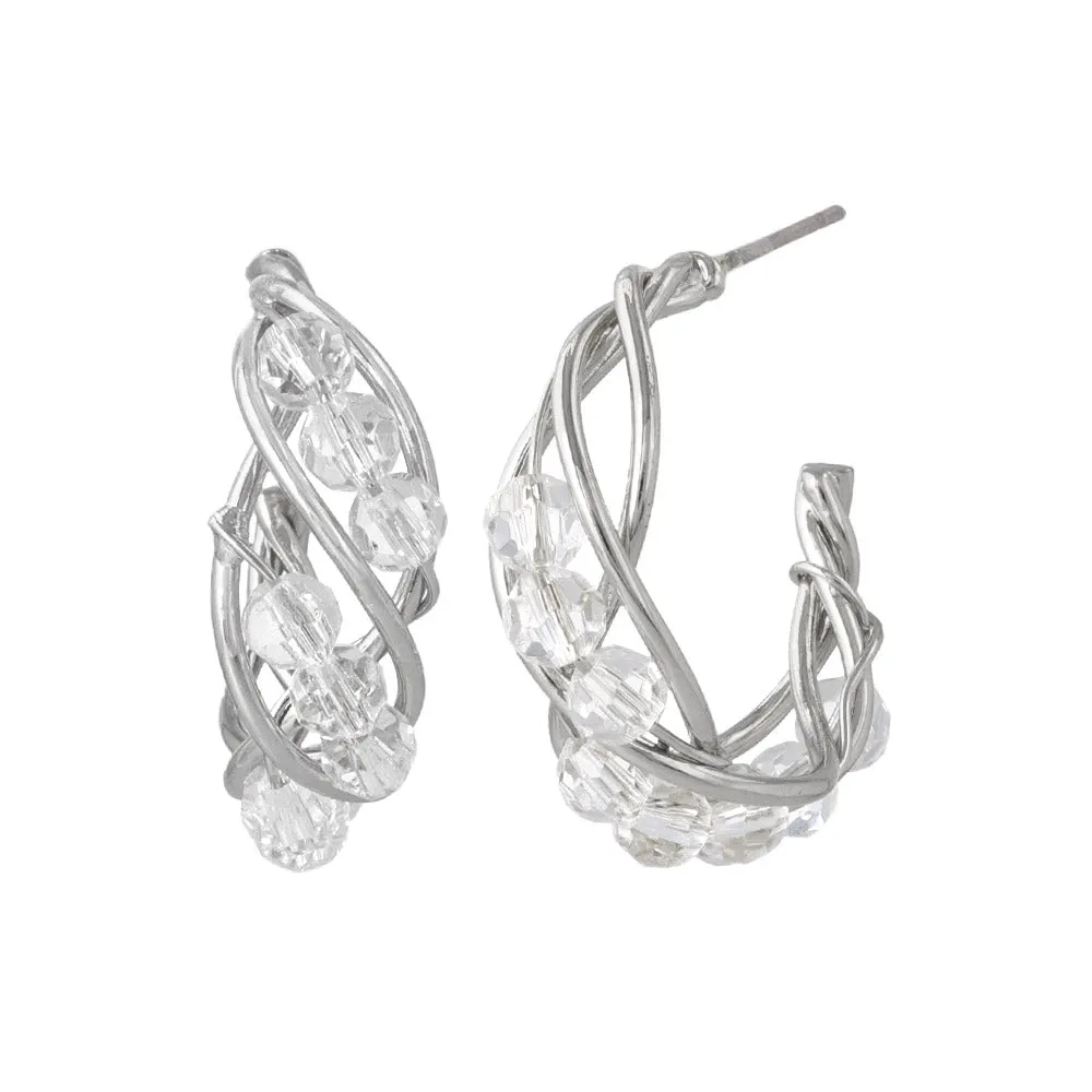 Beaded Twist C Shaped Earrings