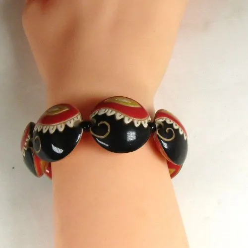Black & Red Handmade Bead Bracelet
