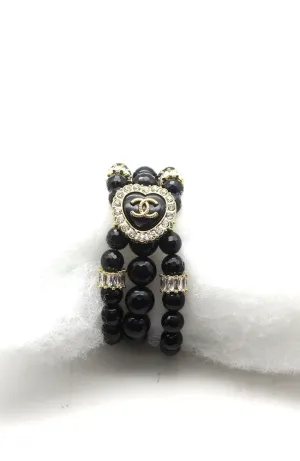Black Heart, 3 Black Strands Bracelet