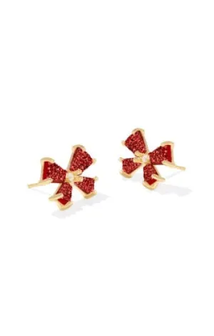 Blair Bow Small Stud Earring in Gold Bright Red Drusy