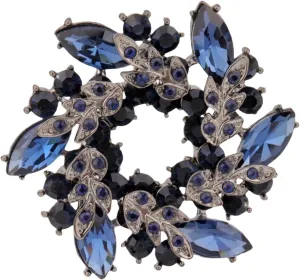 Blue Flower Brooch Pin for Women Girls Rhinestone Crystal Vintage Fashion Plant Bouquet Brooch Lapel Pin Elegant Clothing Accessories Birthday Wedding Christmas Holiday Jewelry