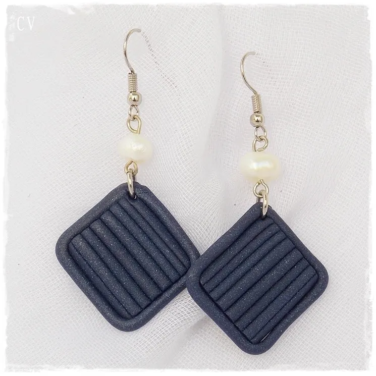 Blue Geometric Earrings
