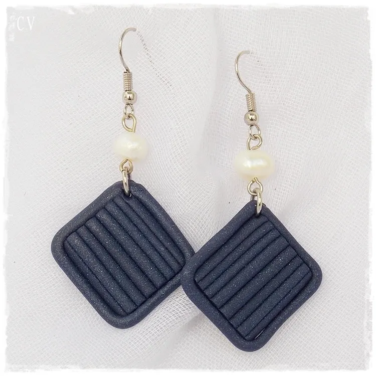 Blue Geometric Earrings