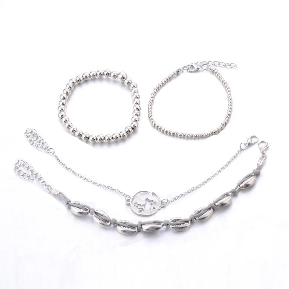 Bohemian 4pcs/set Chain Beads Bracelets Set
