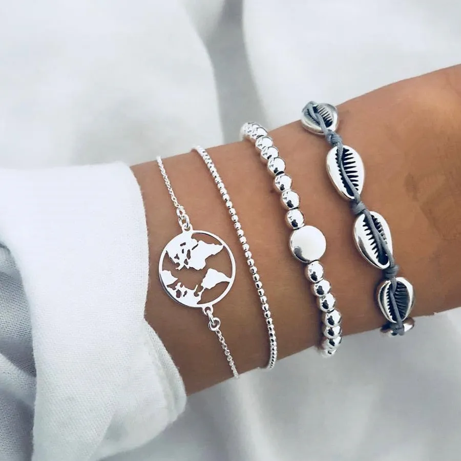 Bohemian 4pcs/set Chain Beads Bracelets Set