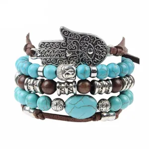 Bohemian Blue Stone Hamsa Bracelet