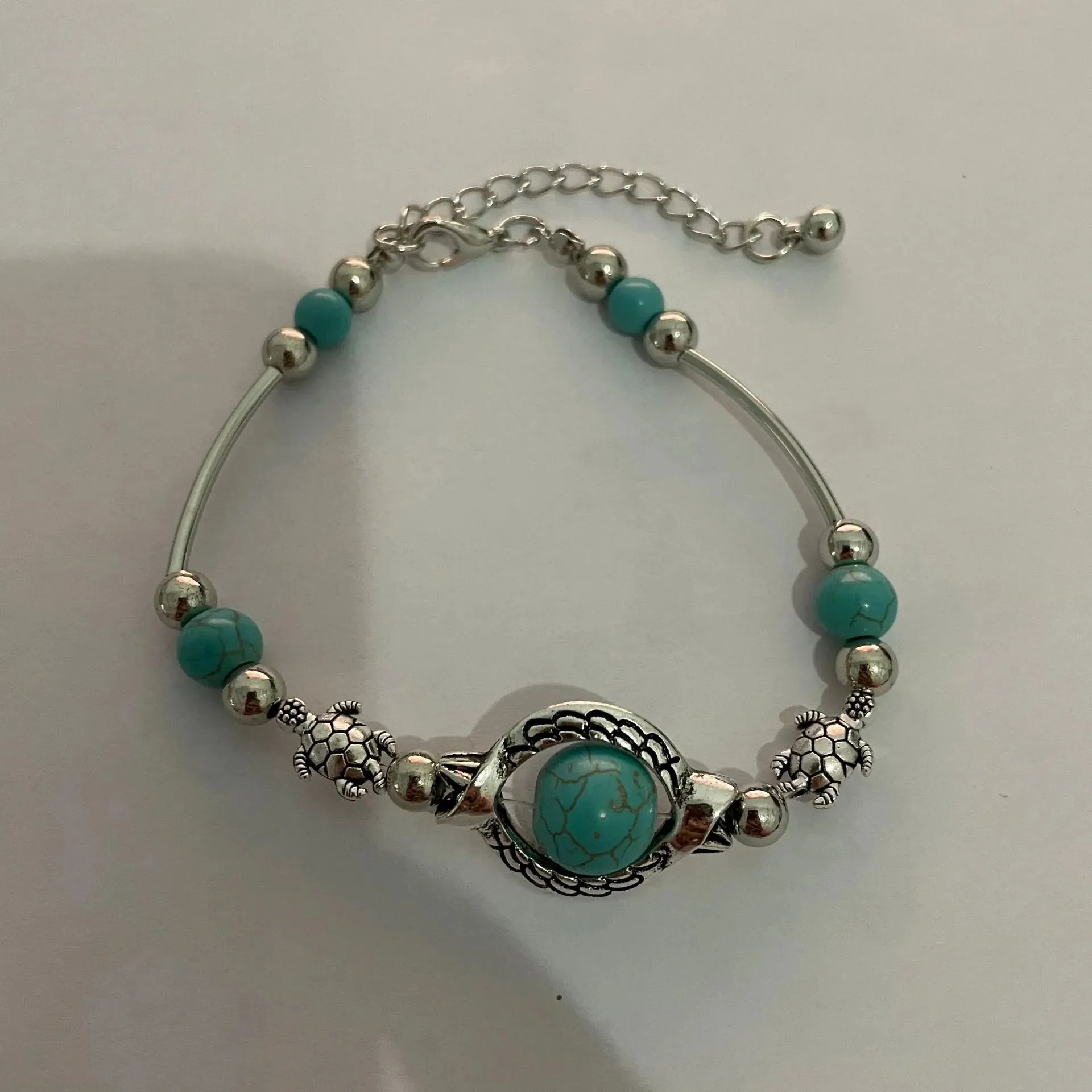 Bohemian Ethnic Butterfly Turtle Blue Beads Bangle Bracelets for Women