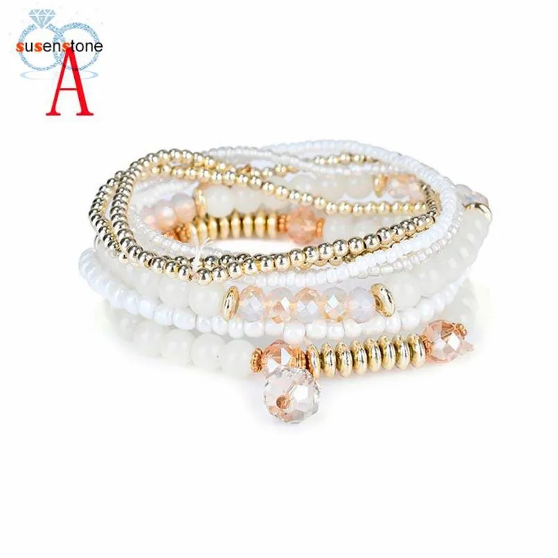 Bohemian Stretch Acrylic Beaded Lady Bracelet Bangle