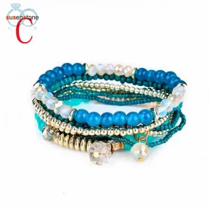 Bohemian Stretch Acrylic Beaded Lady Bracelet Bangle