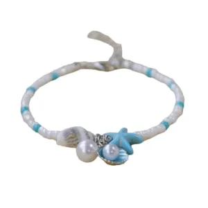 Boho Handmade Starfish and Pearls Beaded Chain Bracelet