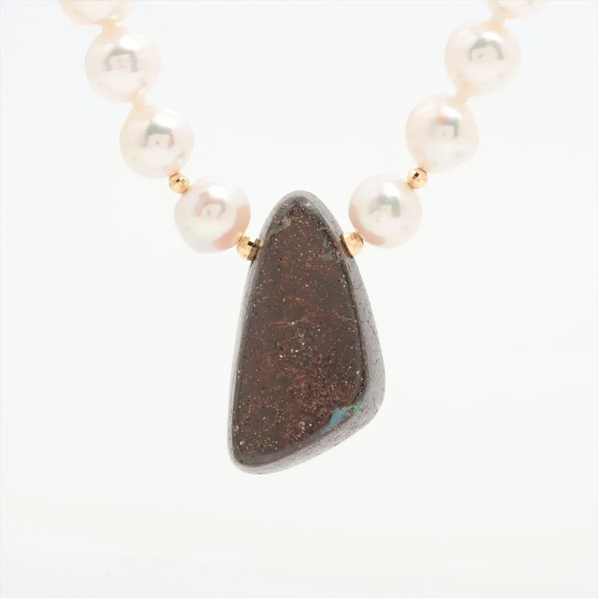 Boulder Opal Pendant. Pearl Necklace with Natural Boulder Opal pendant. Stunning