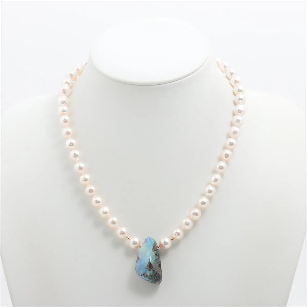 Boulder Opal Pendant. Pearl Necklace with Natural Boulder Opal pendant. Stunning
