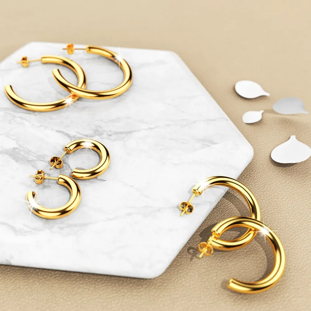 Boxed 3 Pairs of Erica Earrings Set in Gold