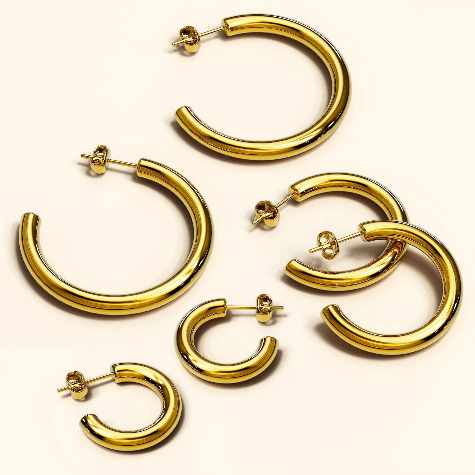 Boxed 3 Pairs of Erica Earrings Set in Gold