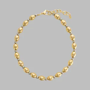 Brass YGP Two-Tone 18" Oval Bead Necklace